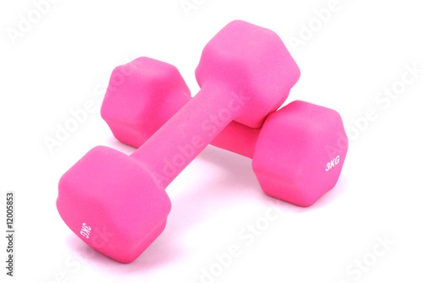 Fototapeta modern pink barbell isolated on white background 7