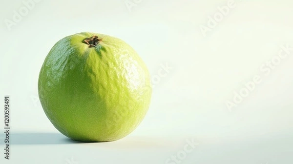 Fototapeta Single guava fruit, studio shot, light background, healthy food photography, ideal for food blogs and websites