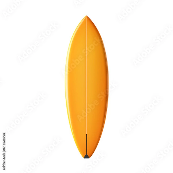 Obraz A vivid orange surfboard stands upright against a plain background, symbolizing the thrill of surfing and ocean adventures
