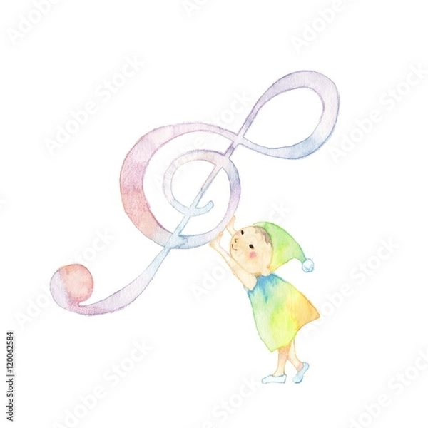 Obraz 音符と小人、がんばりやさん