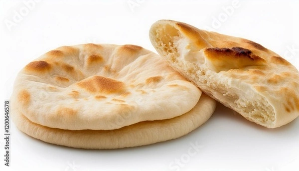 Obraz Warm, golden-brown pita bread, perfect for dipping.