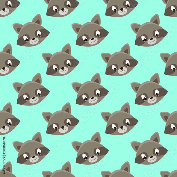 Fototapeta seamless pattern raccoon