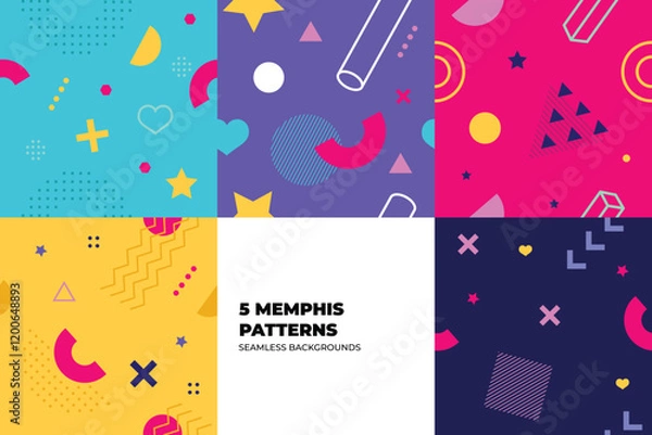 Fototapeta Memphis Background Set