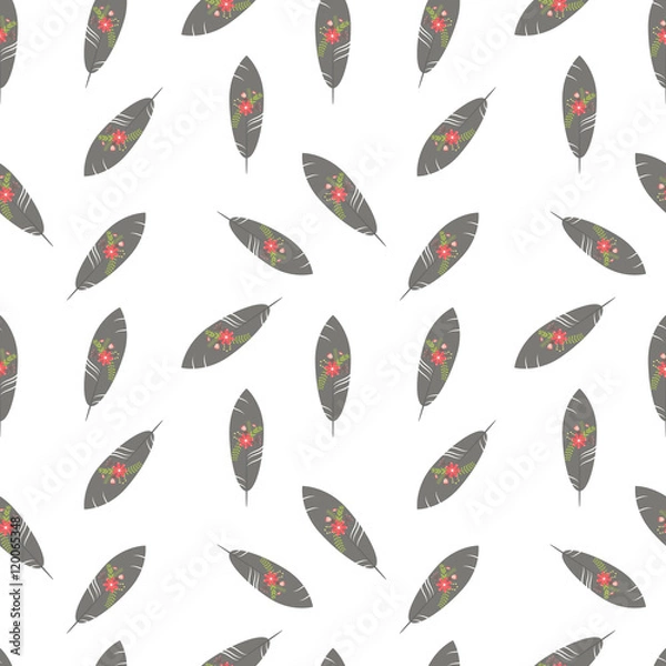 Obraz vector seamless pattern pen and retro flowers