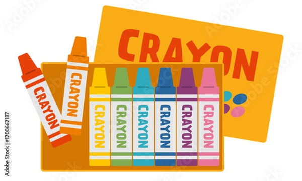 Obraz クレヨン8色セット／箱入り／ベクターイラスト