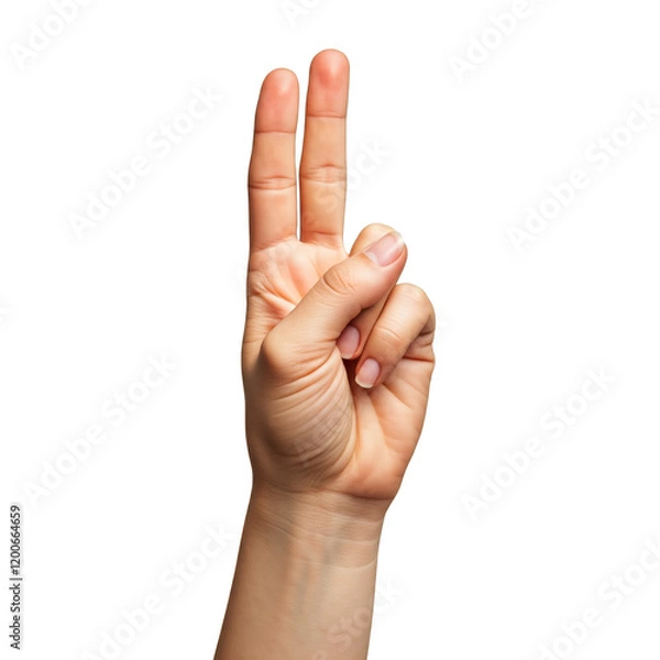 Fototapeta Isolated hands, showing numbers 2, two