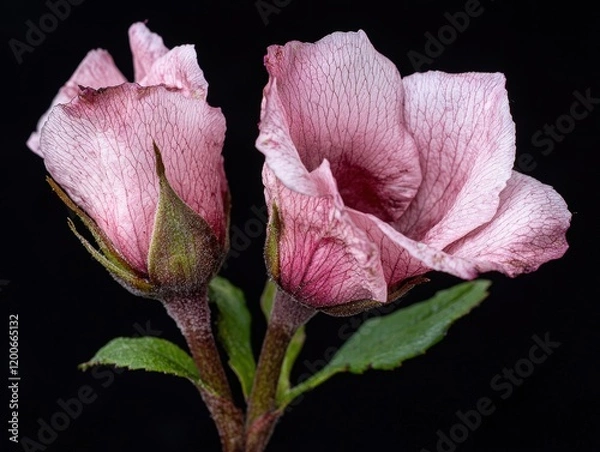 Fototapeta Close-up of two pink flowers with visible veins