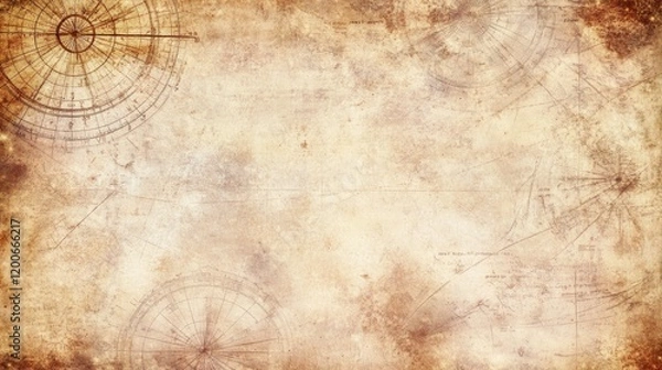 Obraz Antique Nautical Chart Background with Compass Rose