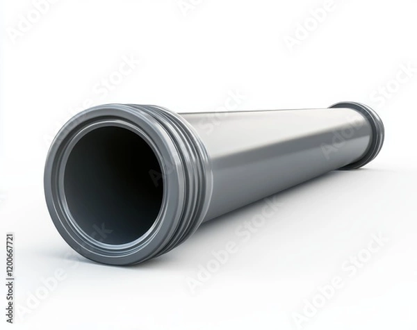 Fototapeta Metallic pipe isolated on white background.