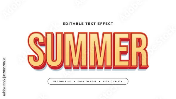 Fototapeta summer editable text effect with orange red white bold gradient style