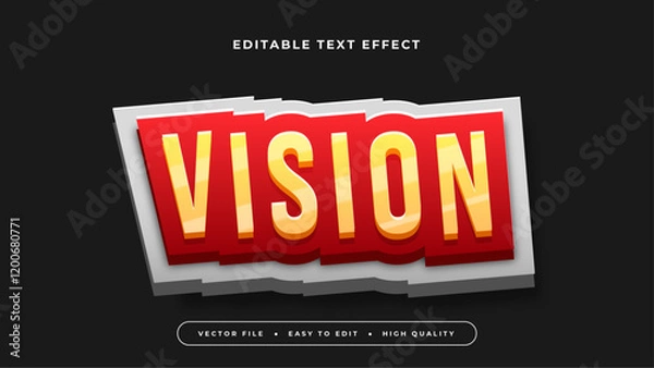 Fototapeta vision editable text effect with black red grey orange black bold gradient style