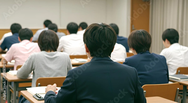 Fototapeta 試験を受ける学生たち。受験・テスト・入試｜Students taking exams. Exams, tests, entrance exams.