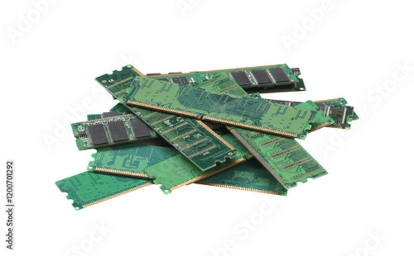 Obraz Collection of Computer Memory Modules Displaying Various Designs, Textures, and Colors.
