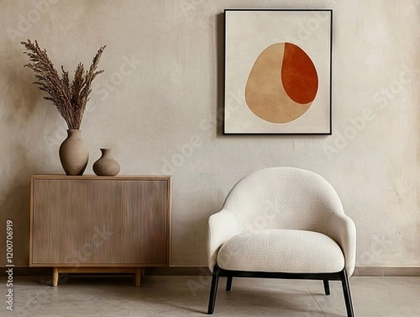 Fototapeta Stylish interior design for a contemporary home in a minimalist environment embracing modern lifestyle concepts