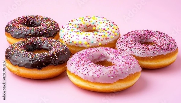 Fototapeta Delicious donut display bakery food photography bright environment close-up tempting treats