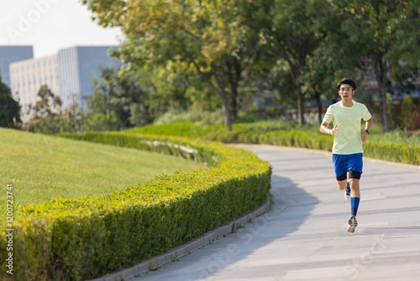 Obraz Young man exercising in a park