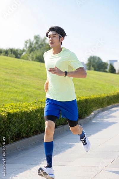 Obraz Young man exercising in a park