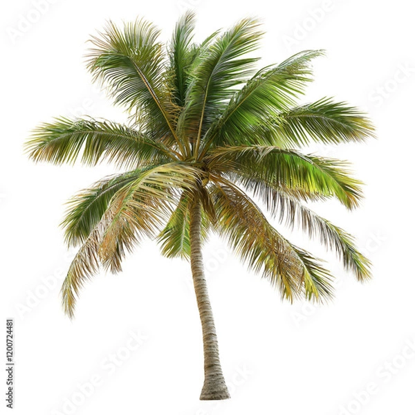 Fototapeta Lush Green Palm Tree Isolated on White Background for Design Use