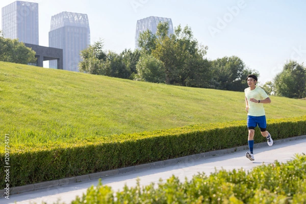 Obraz Young man exercising in a park
