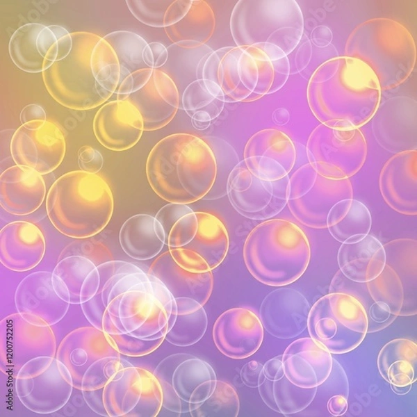 Fototapeta Bright bokeh circles and bubbles create a colorful, glowing abstract background design