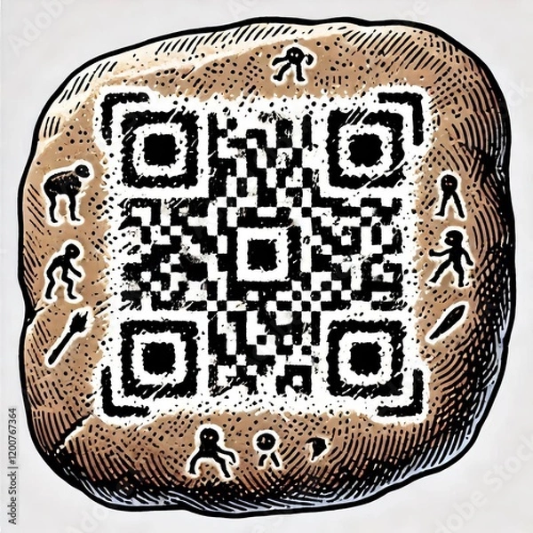 Fototapeta Instead of just crude drawings a recognizable QR code pattern is