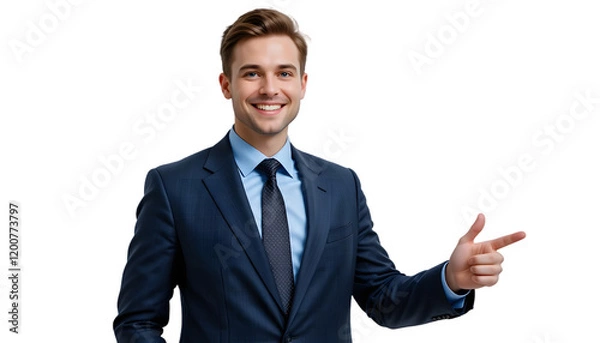 Fototapeta Smiling businessman gesturing.
