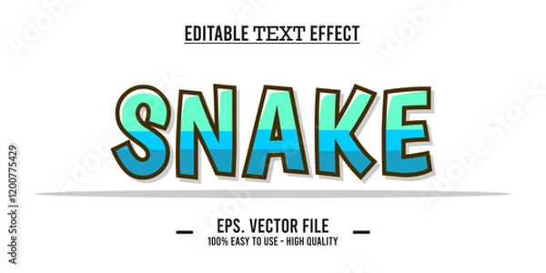 Fototapeta year of the snake, Chinese New Year, snake typography word art illustration, editable text effect, EPS vector file
