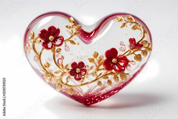 Fototapeta a detailed image of a heart-shaped resin object placed on a clean white background