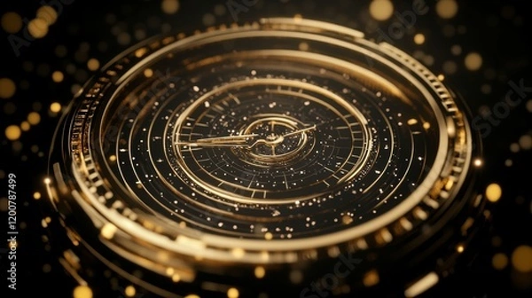 Fototapeta Elegant Golden Celestial Clock Design Concept
