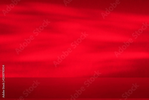 Obraz Wall interior background, studio and backdrops show products.with shadow from window color Red background for text insertion and presentation product	
