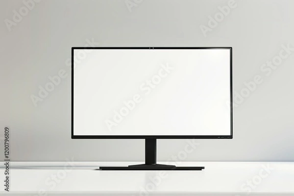 Fototapeta Clear Pixel Image of Desktop Computer Screen on White Mockup