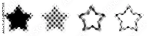 Fototapeta ハーフトーン　星　セット　ベクター　黒