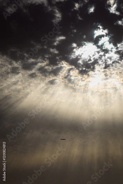 Obraz Sky Texture - Airplane at the Sunset