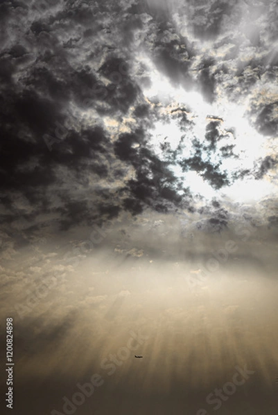 Obraz Sky Texture - Airplane at the Sunset