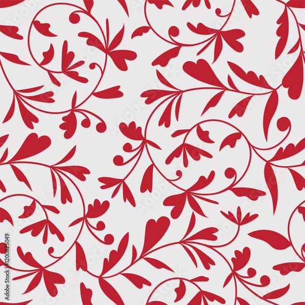 Fototapeta seamless floral pattern. Idea for fabric, tablecloth pattern, wrapping paper, gift paper. Motives are scattered randomly. red floral pattern background. elegant floral pattern