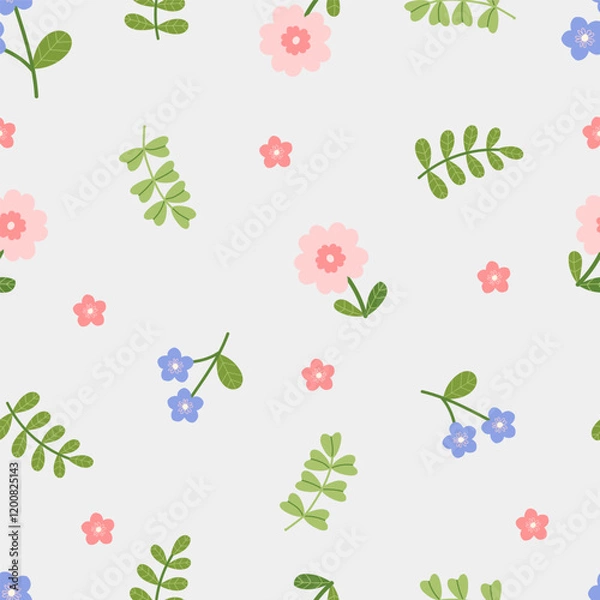 Fototapeta seamless floral pattern. Idea for fabric, tablecloth pattern, wrapping paper, gift paper. Print Ditsy. Motives are scattered randomly.pink flower pattern background. cute floral pattern