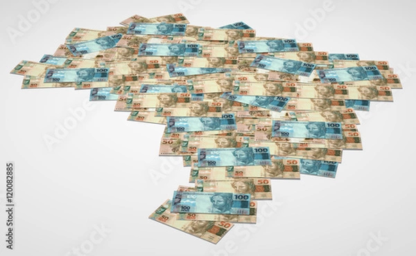 Fototapeta Brazilian currency map 3D