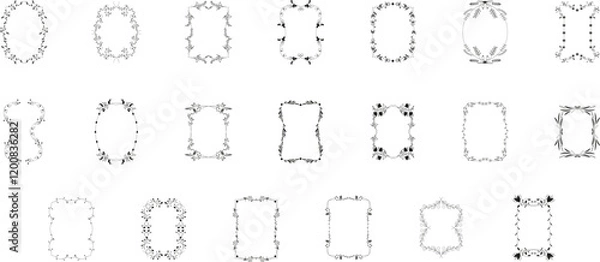Fototapeta Botanical Wreath Set