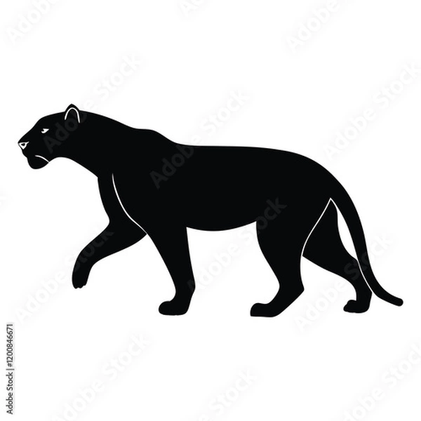 Fototapeta panther  silhouette vector in white background