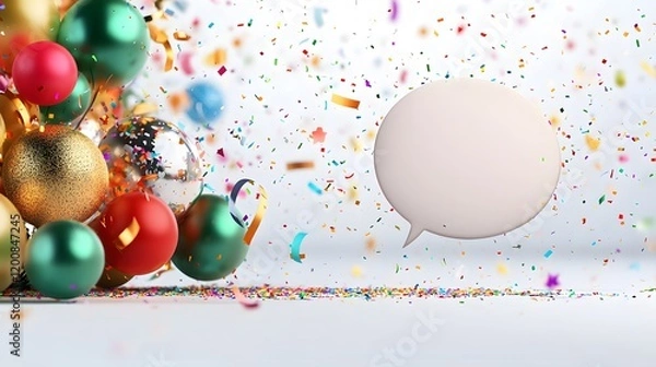 Fototapeta Festive celebration speech bubble holiday event graphic design colorful environment close-up viewpoint engaging concept