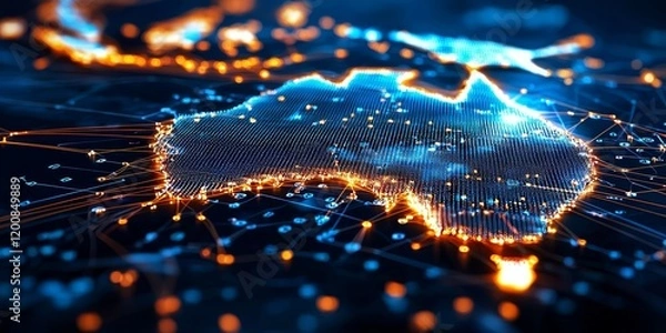 Fototapeta Visual representation of Australia's network connectivity and infrastructure.