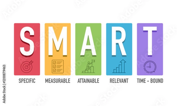 Fototapeta Infographic design template with SMART concept. Presentation, Data, Plan and Strategy. Vector illustration.