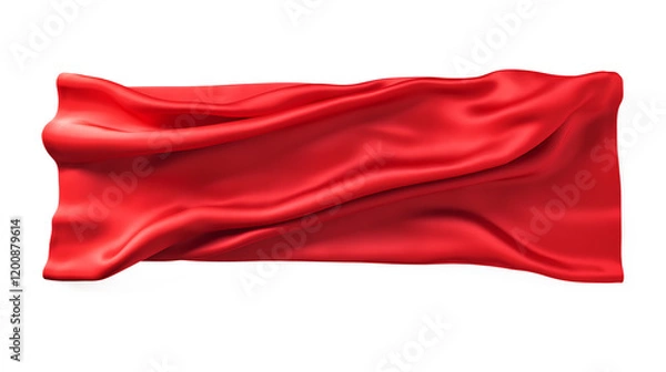 Fototapeta Red Fabric Banner with Subtle Wrinkles and Smooth Texture,red color cloth isolated on transparent background,red fabric with a wave pattern is shown,Floating elegant red fabric,Luxury realistic satin 
