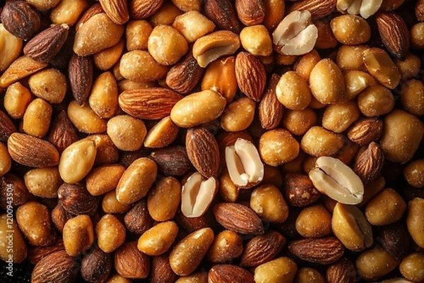 Fototapeta Closeup of Mixed Nuts Including Almonds and Peanuts Perfect for Healthy Snacking and Recipes : Generative AI