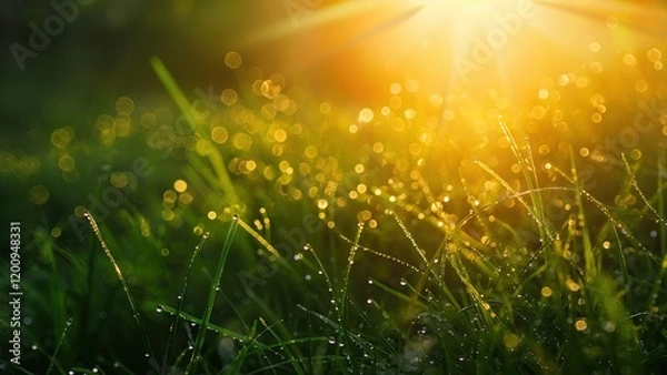 Fototapeta green grass and sun