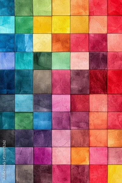 Obraz Color chart of squares in various colors, arranged neatly to create an abstract background. 