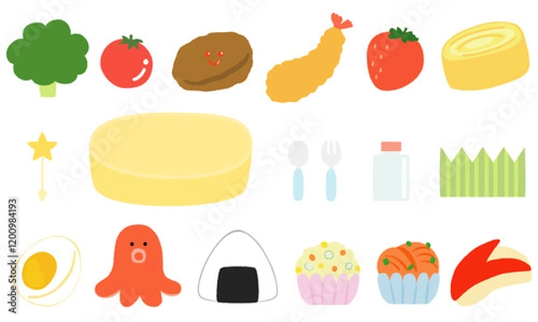 Obraz 可愛いお弁当のおかずとお弁当箱セット