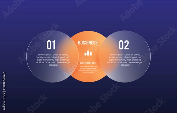 Fototapeta glassmorph infographic chart circle orange gradient