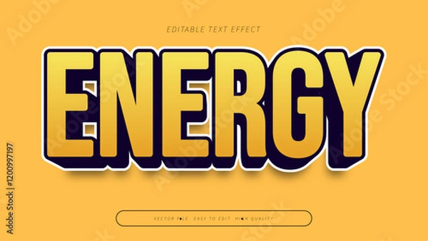 Fototapeta energy editable text effect 3d gradient typography design