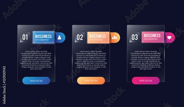 Fototapeta Glass morph infographics circle chart for presentation, web element or UI UX objects. Vector Illustration